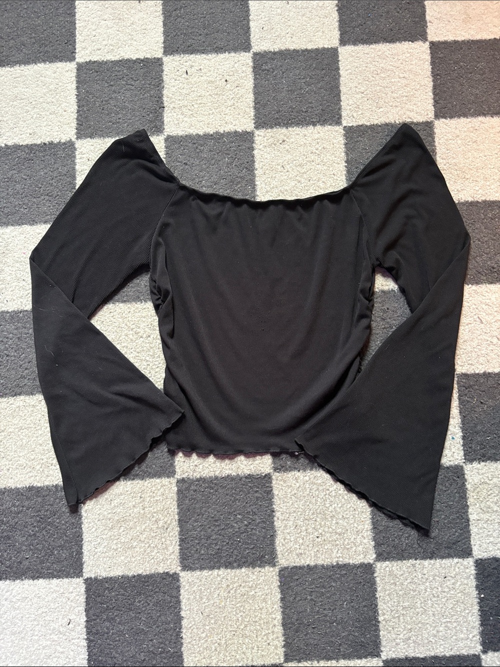 Black Off-Shoulder Top with Bell Sleeves